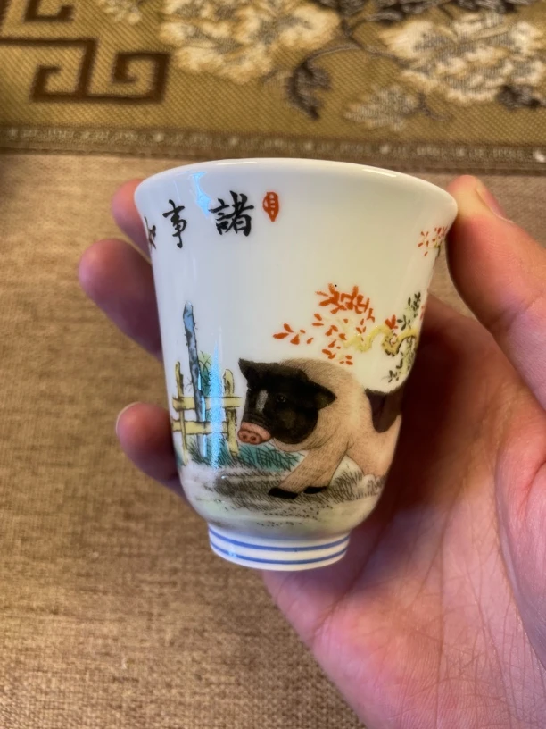景德镇陶瓷粉彩釉上彩生肖茶杯闻香杯主人杯