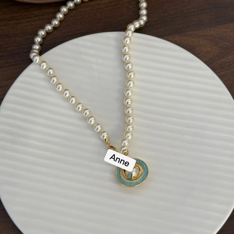 铜合金项链 蓝色滴釉星球珠珠气质项链【X788】