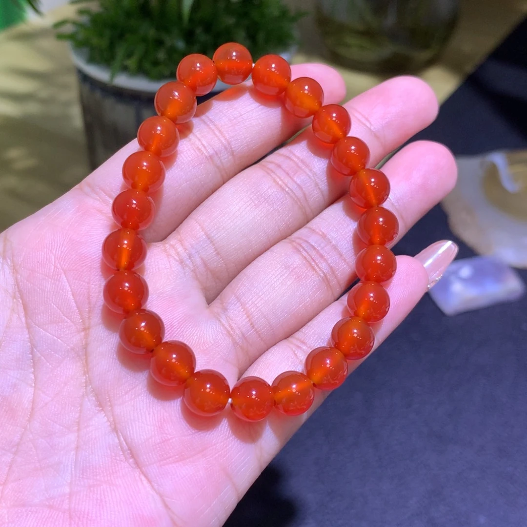 玛瑙/玉髓未镶嵌手镯卡8红玛瑙