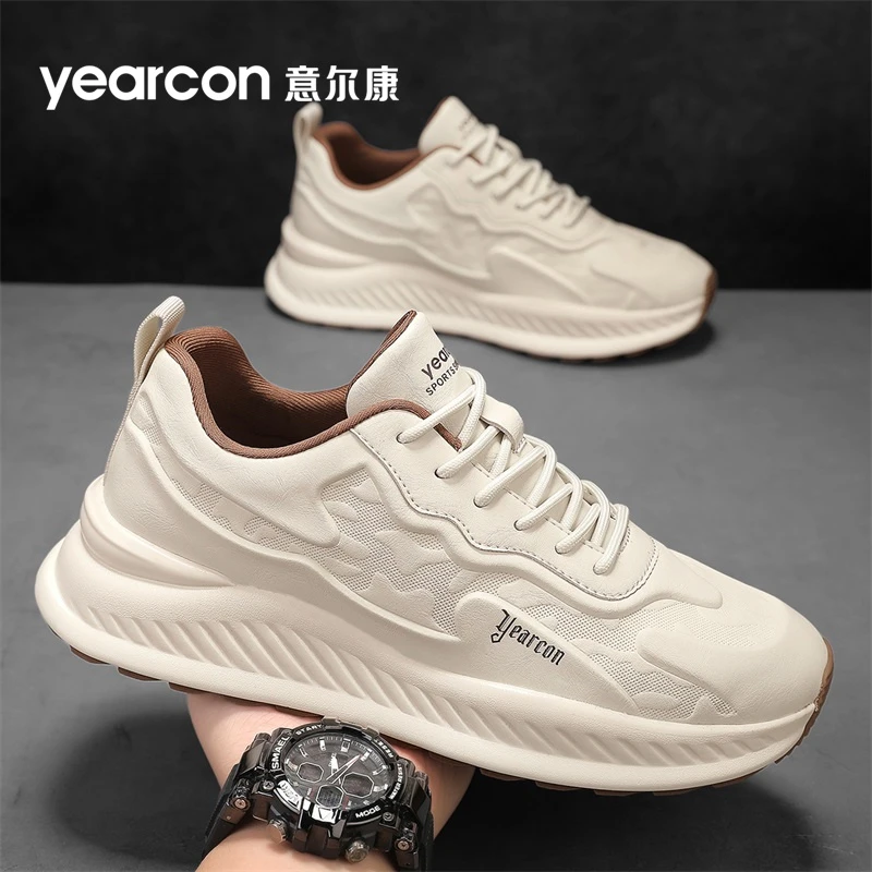 意尔康男鞋秋冬季2025新款厚底增高休闲运动跑步鞋透气男士老爹鞋
