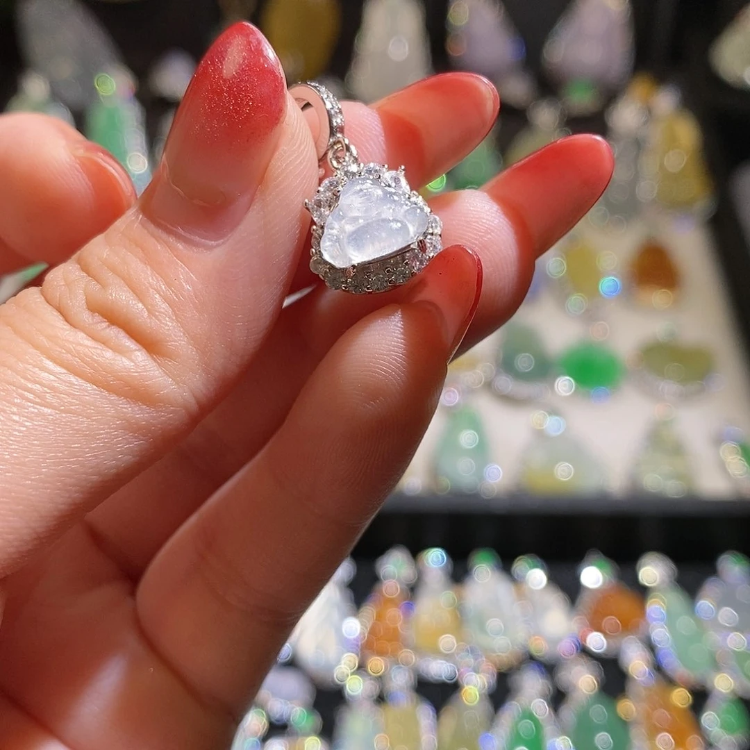 翡翠银S925镶嵌颈饰天然翡翠