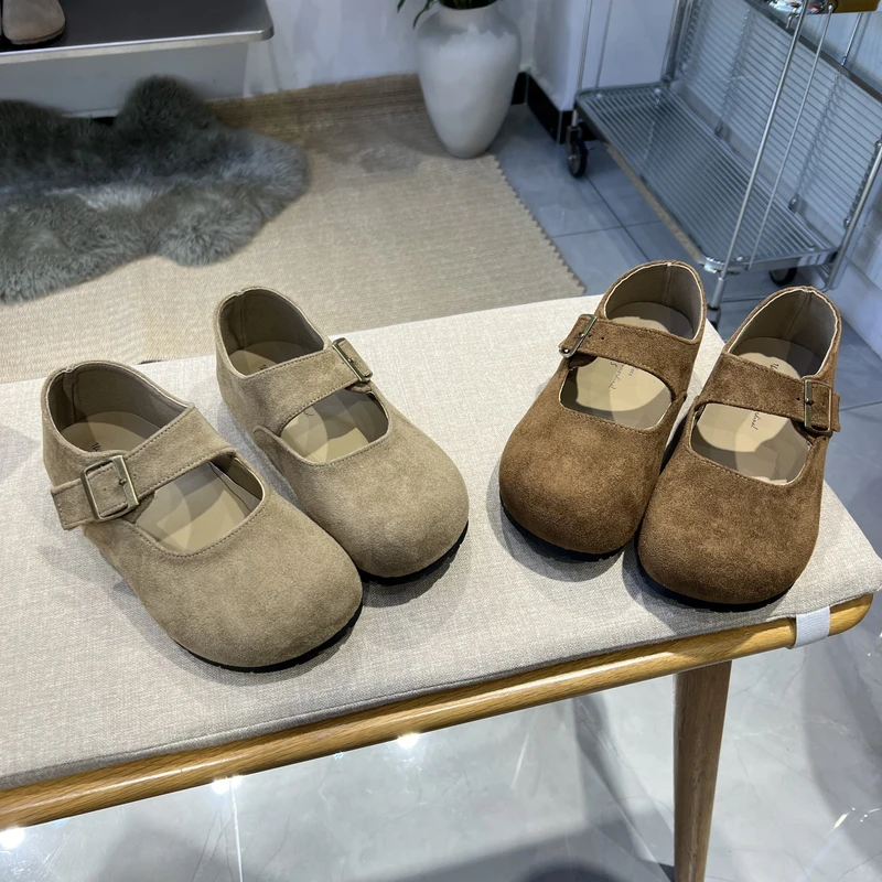 新款春季复古磨砂绒面玛丽珍鞋平底舒适休闲女单鞋