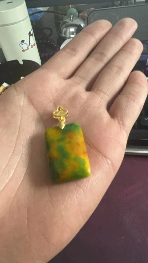 孔雀绿无事牌吊坠时尚百搭女款-515KQ28010