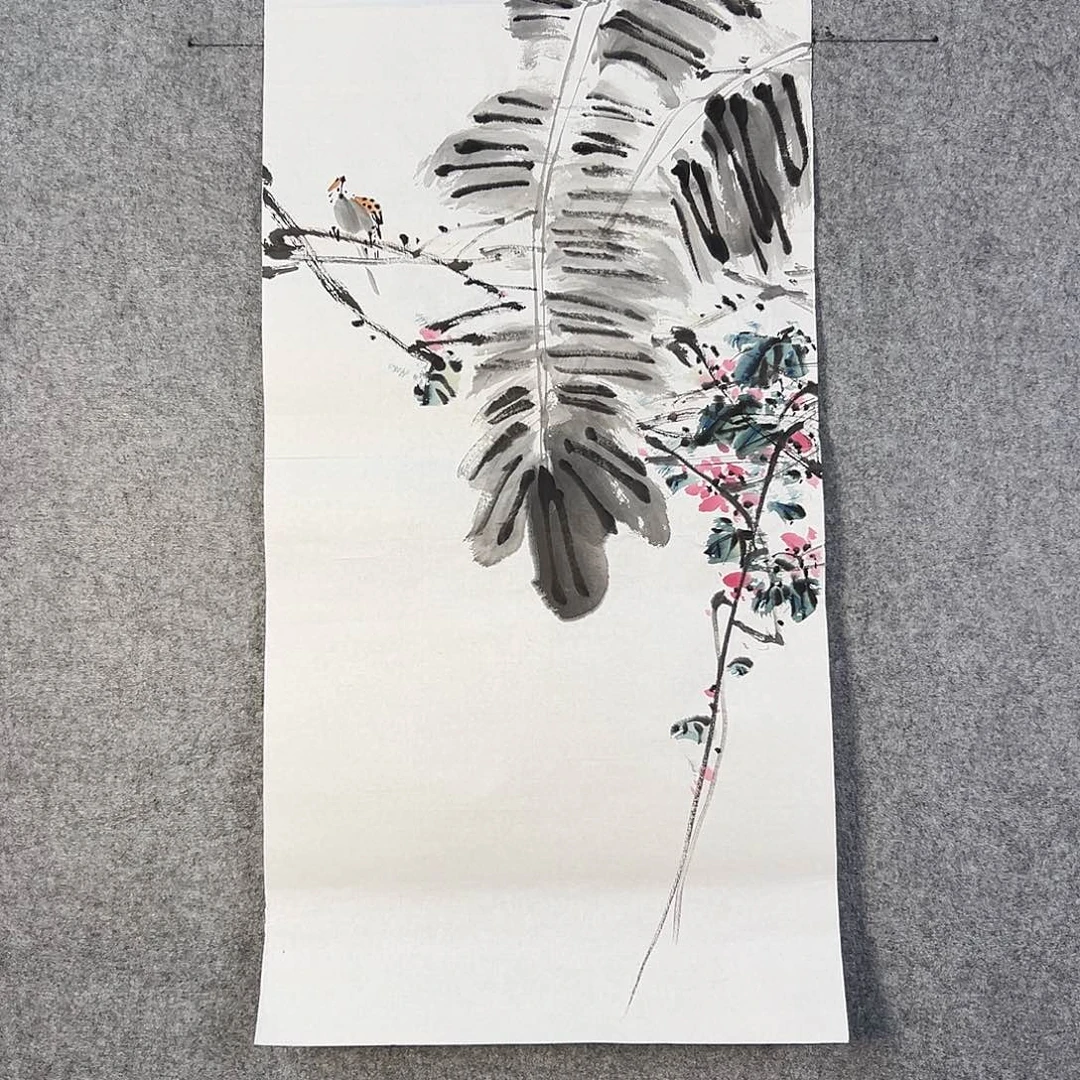 国画638 牡丹之花之叶的颜色与花色