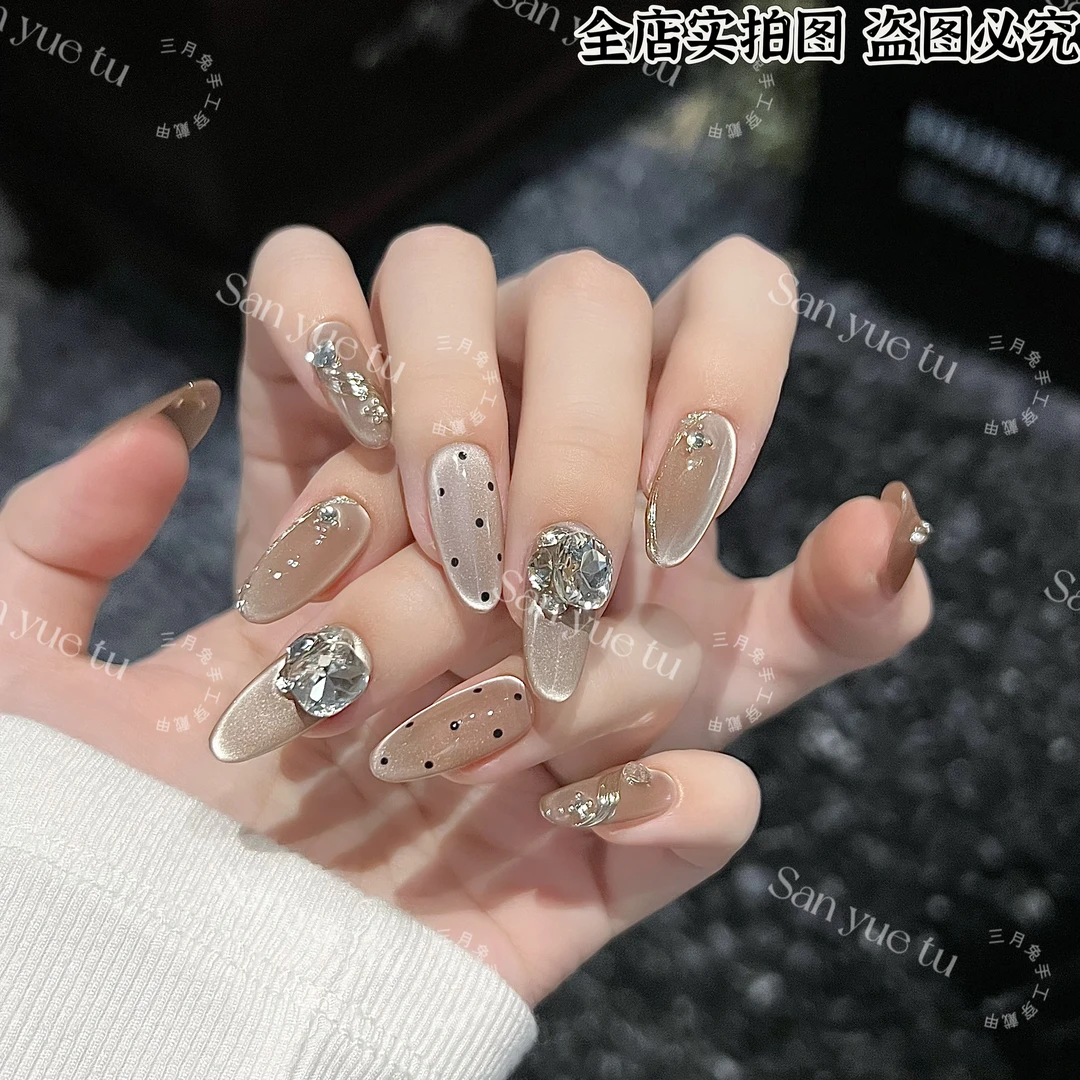 古堡情话-三月兔手工猫眼钻饰可拆卸穿戴甲