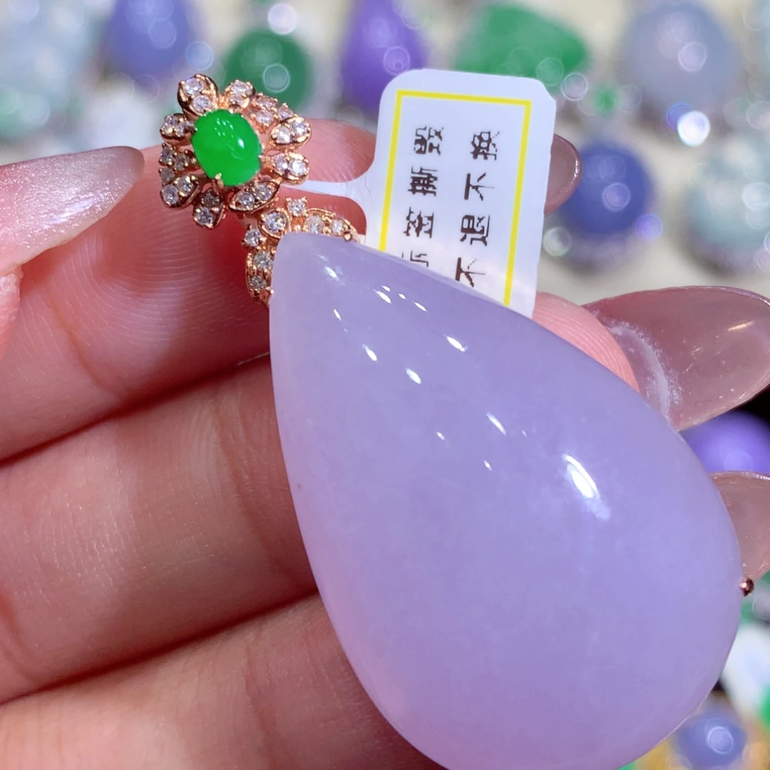 翡翠18K金镶嵌吊坠(不含链)