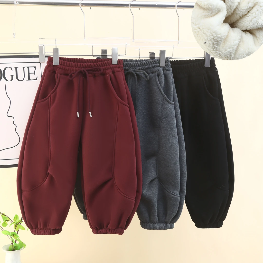 （一体糕糕）加绒加厚冬季休闲风原创设计休闲裤子秋冬宽松男女童