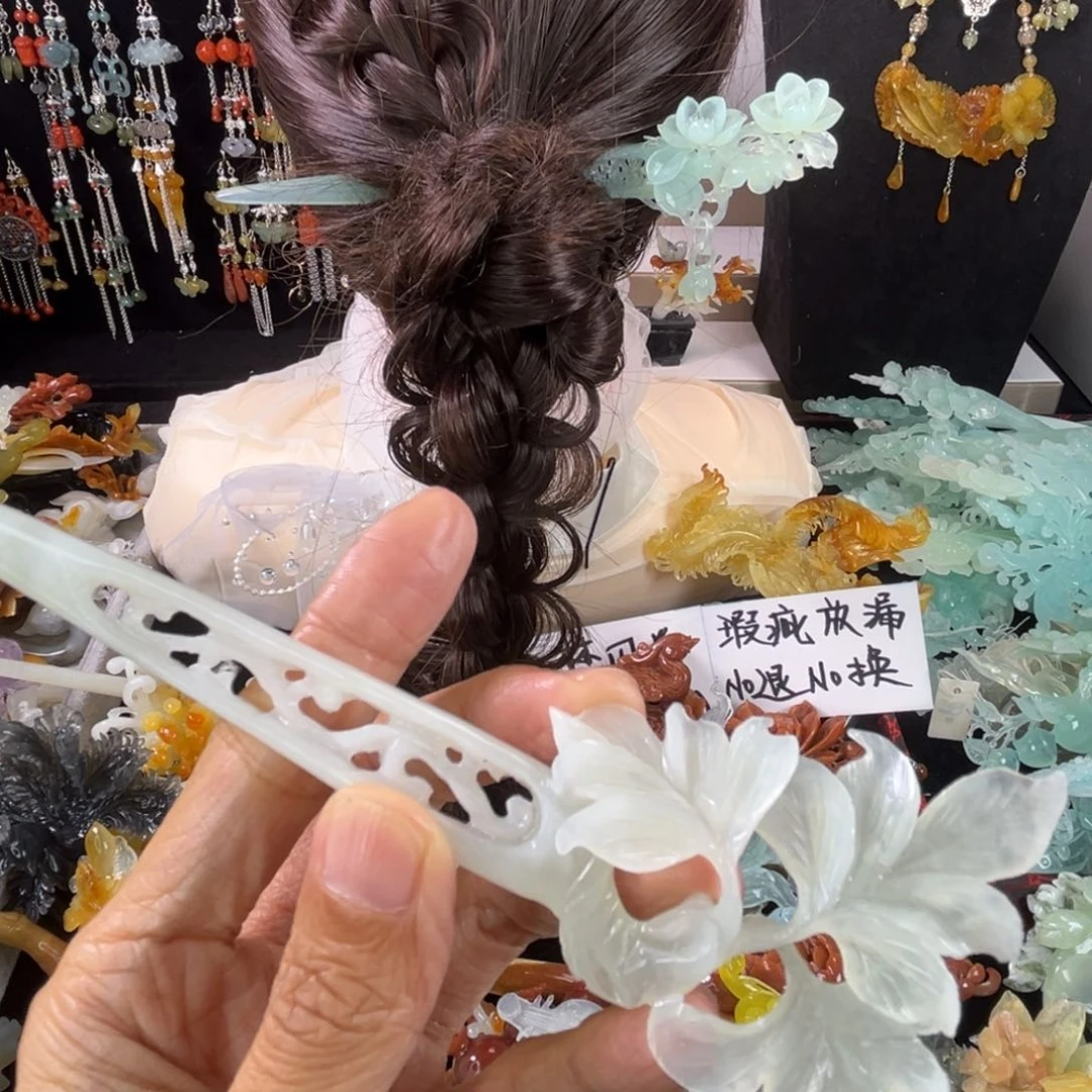 未镶嵌岫玉发饰瑕疵