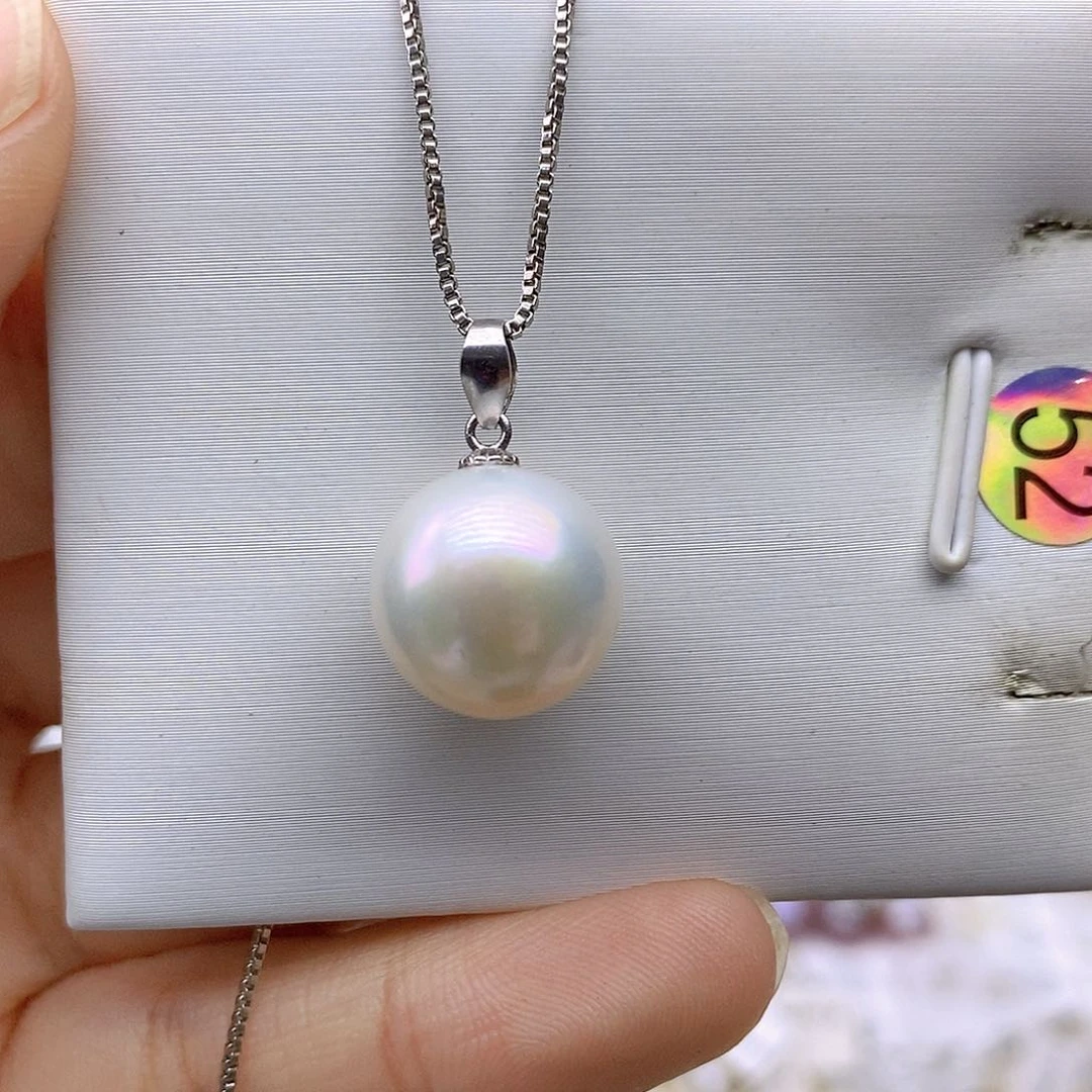 淡水珍珠银S925镶嵌吊坠(赠链)小**儿