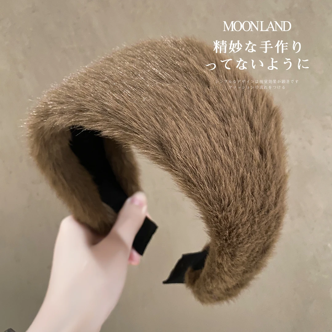 复古高级感毛绒发卡女高颅顶日常外戴头箍洋气时尚遮白发洗脸发箍