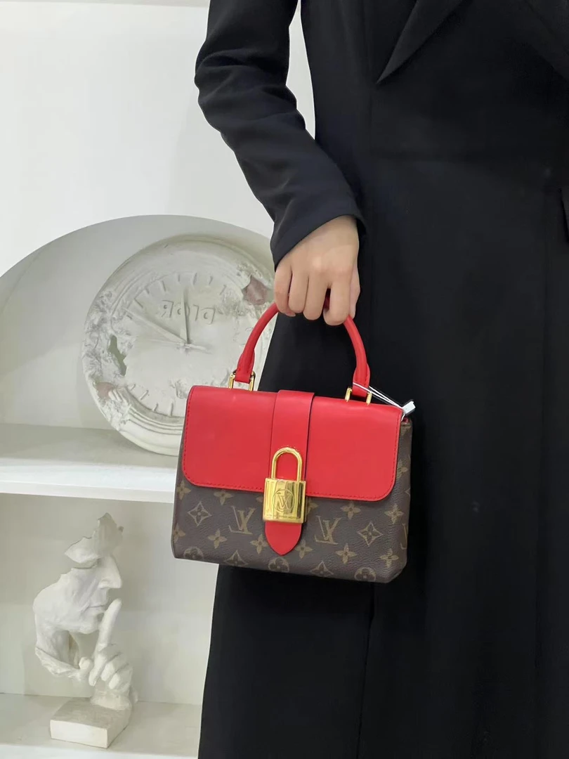 95新 LouisVuitton/路易威登 locky bb红色手提斜跨包/优品