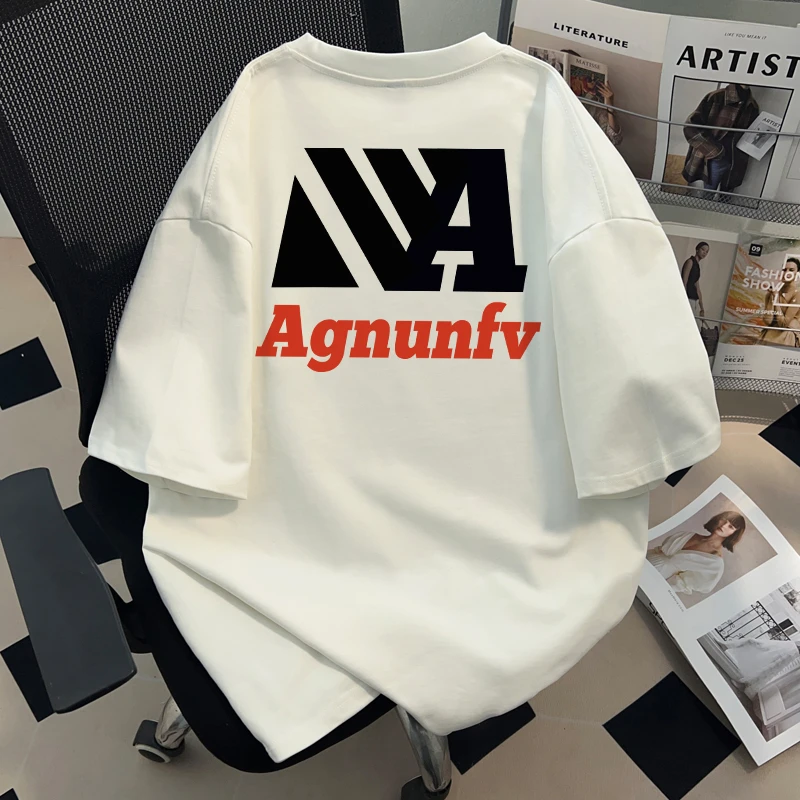 jtrt美式复古字母印花短袖t恤男女潮牌宽松重磅纯棉夏季情侣上衣