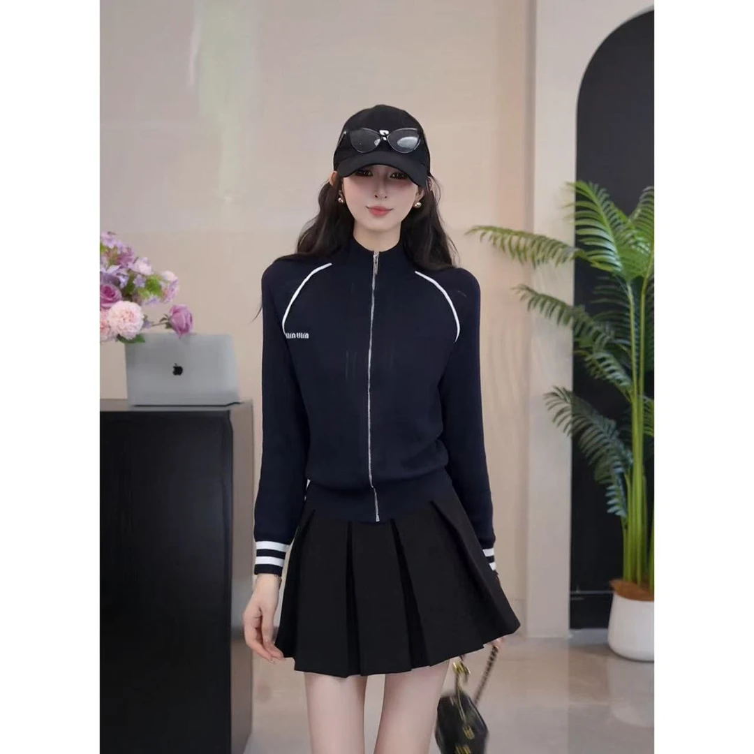 YUANLIANSU/圆脸酥【春山如黛】休闲时尚字母拉链针织开衫女装秋季