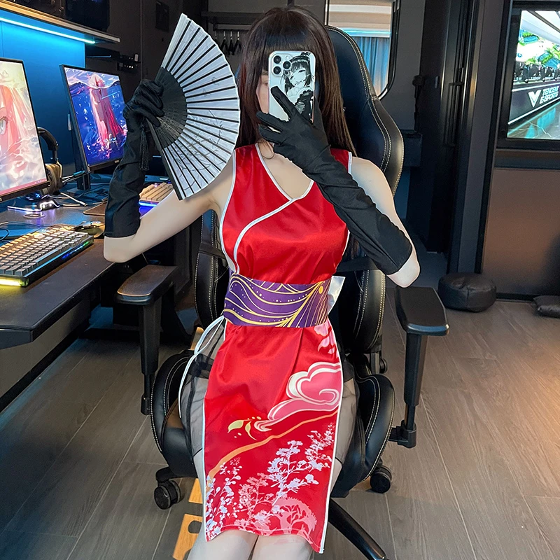 内衣女诱惑不知火舞旗袍性感睡裙套装2431大码胖mm情调女装真人