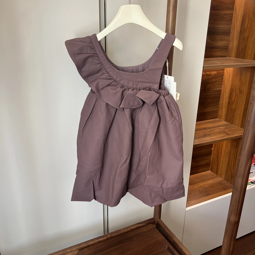 【编号S215】YQ2409-07-儿童加绒花边皮裙紫色-CC+