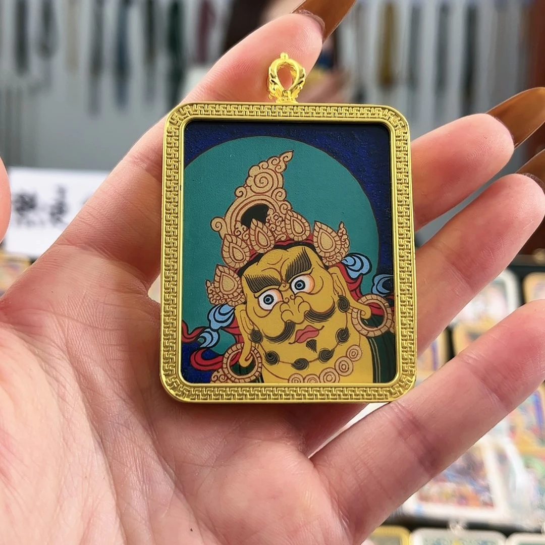吊坠黄财神 纯手绘唐卡