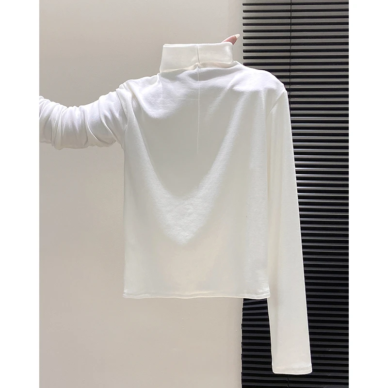 堆堆领长袖t恤女冬季内搭秋冬新款修身显瘦打底衫女士上衣