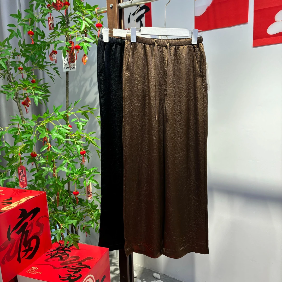 直筒休闲松紧腰醋酸纤维女士长裤 LX8611