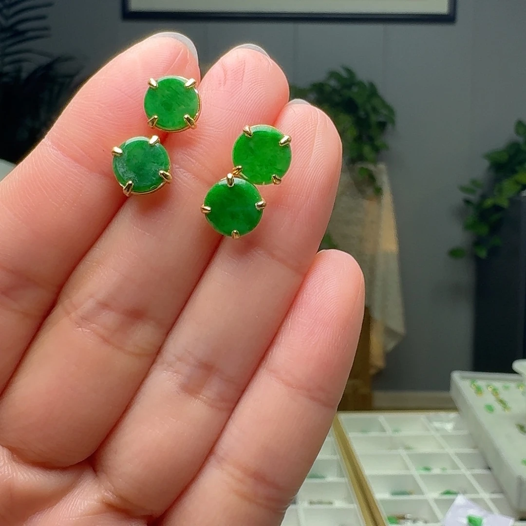 翡翠银S925镶嵌耳饰多样性发货其一