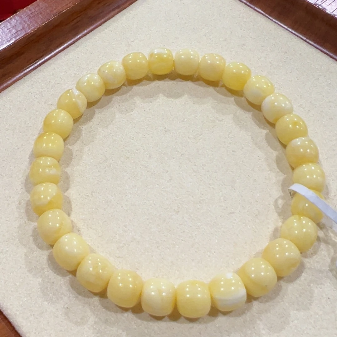 蜜蜡手链未镶嵌7.5m满蜡手串瑕