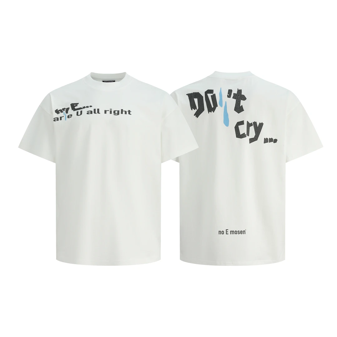 no E mosen*Don't Cry Tee ”别哭“裂纹印花280G重磅短袖(清仓)