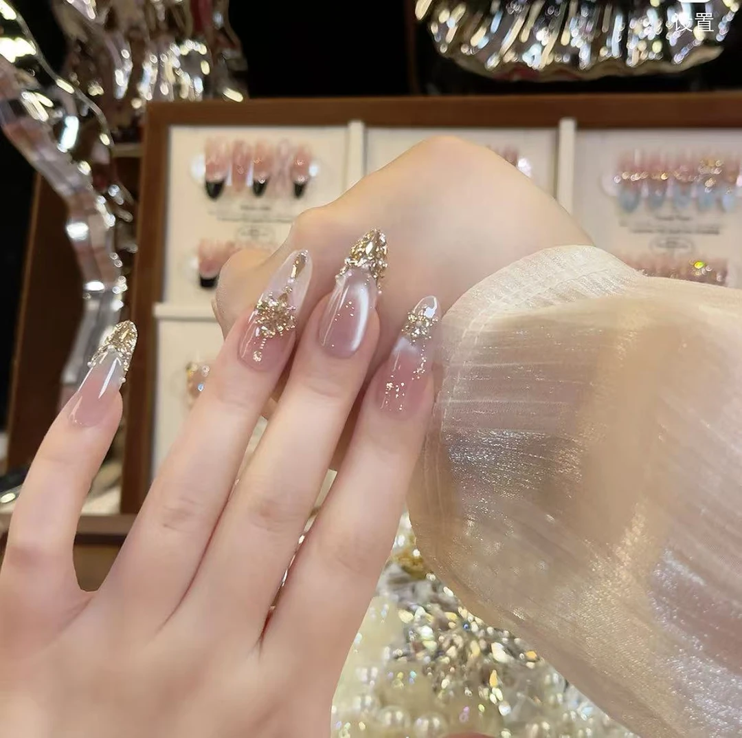 【香槟彼岸花】纯手工穿戴甲美甲可拆卸穿戴式持久反复使用 ZaA