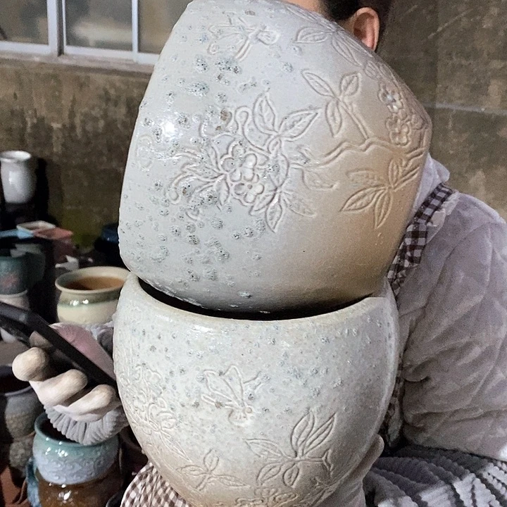 紫砂花盆瑕疵口18高18
