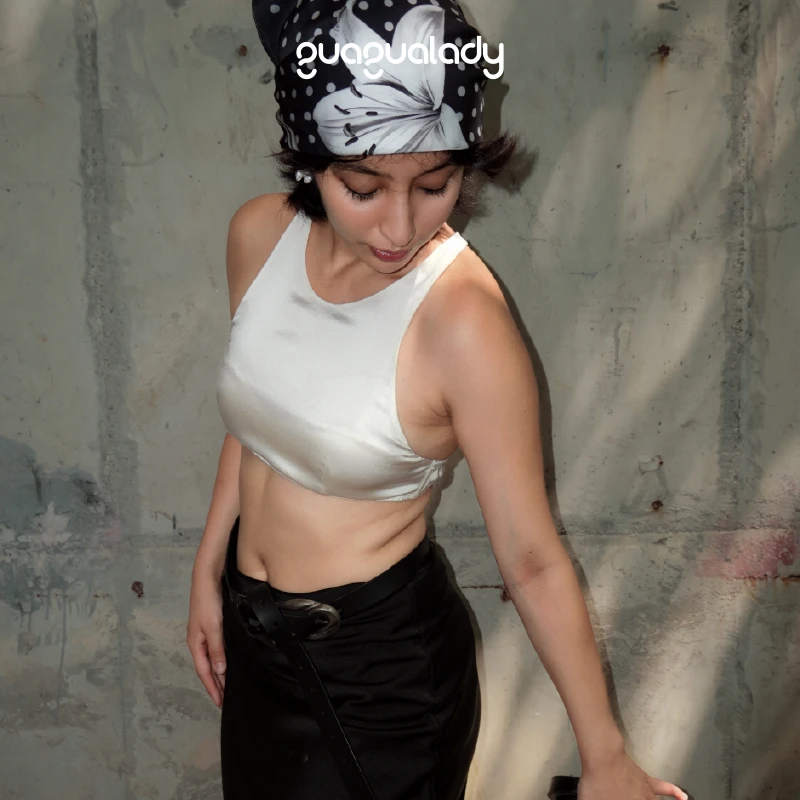 GUAGUALADY真丝法式圆领美背文胸夏季轻薄舒适内衣无杯垫无钢圈