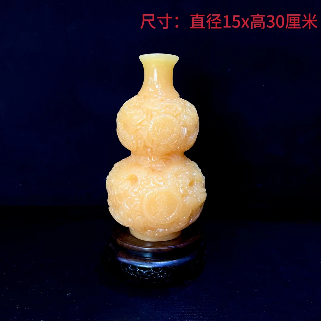 《手工双龙葫芦瓶》天然家居博古架玄关酒柜乔迁送礼工艺品开业摆件