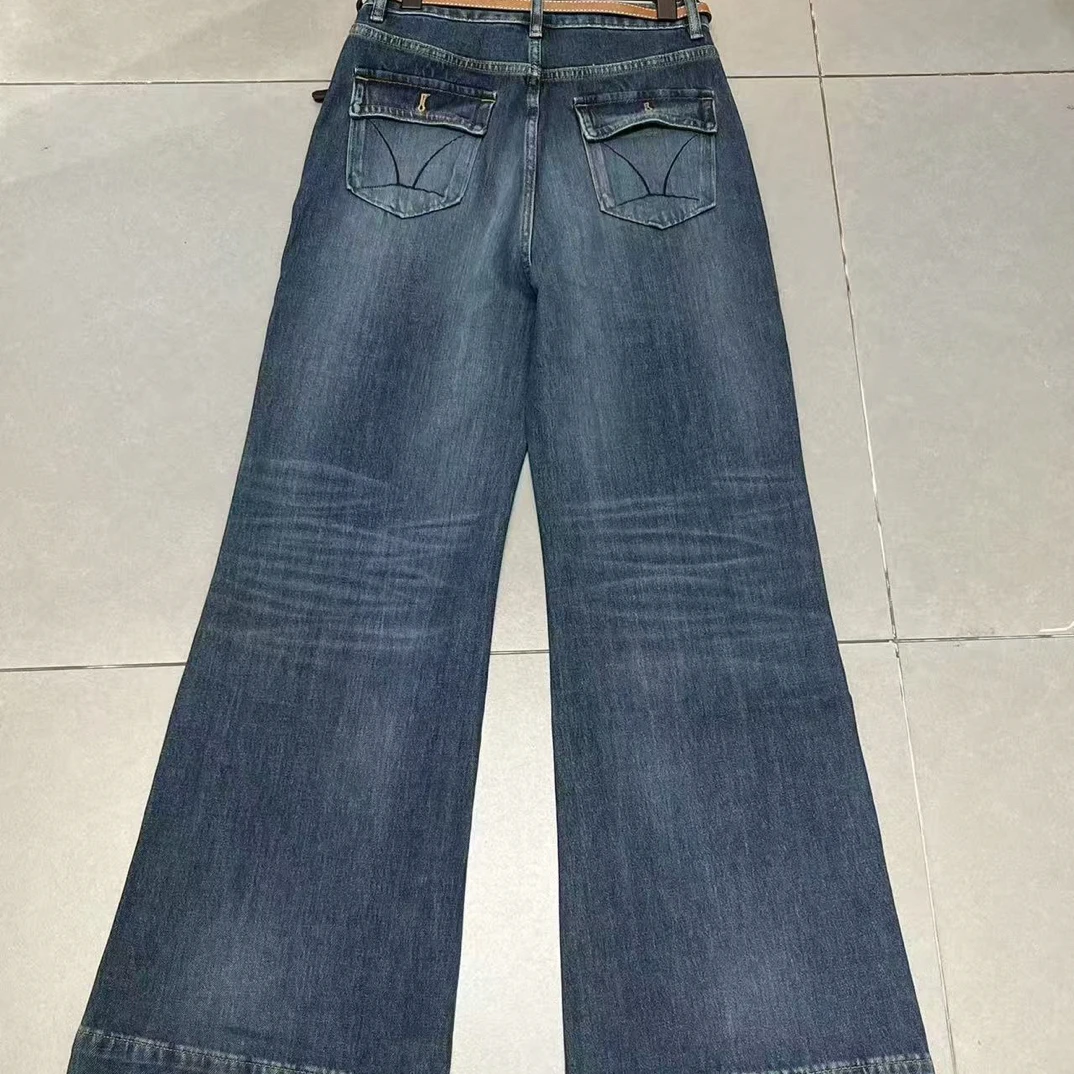 【BAI】秋新款百搭宽松显瘦复古直筒阔腿牛仔裤66396