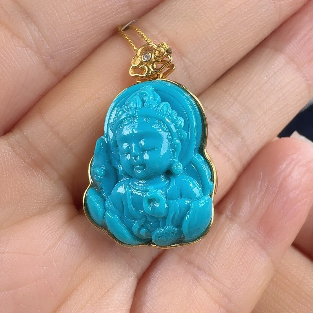 绿松石18K金镶嵌珠宝奇石