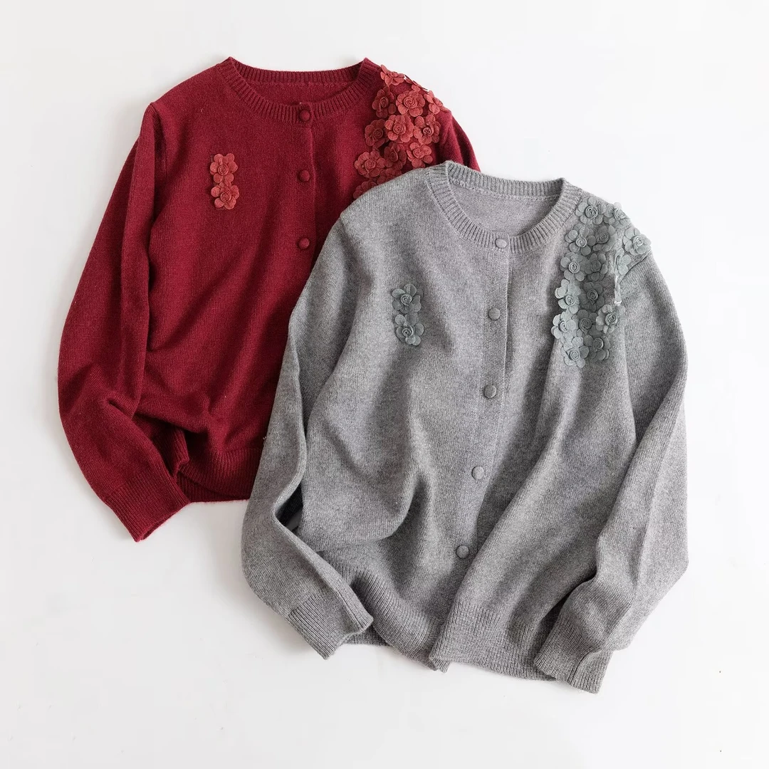 【花朵开衫】新款胖MM大码女装显瘦保暖时尚毛衣开衫