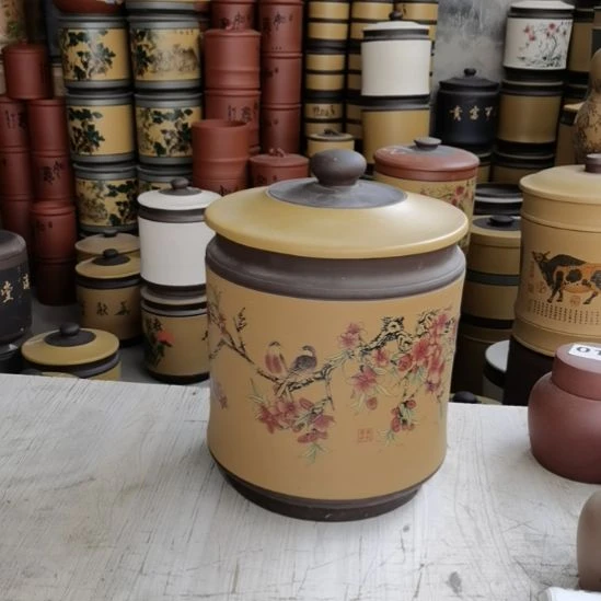 V****紫砂茶叶罐宝塔花鸟款3