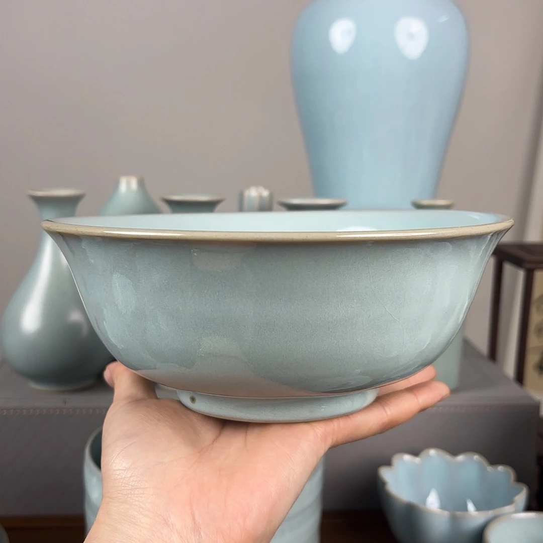 其他汝窑天青釉大号碗18cm