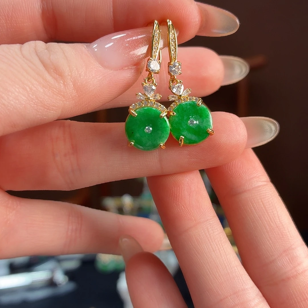 翡翠银S925镶嵌耳饰