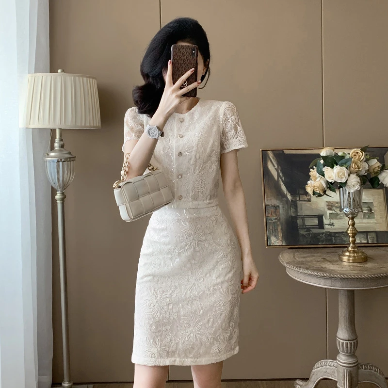 夏季新款短袖时尚法高级式轻奢显瘦两件套装上衣裙子