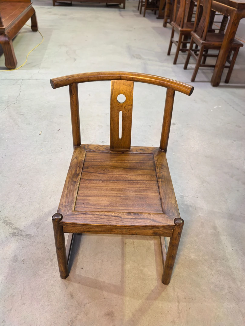 小款半圈椅 新中式北方烘干老榆木 客厅书房办公室去客厅化三件套