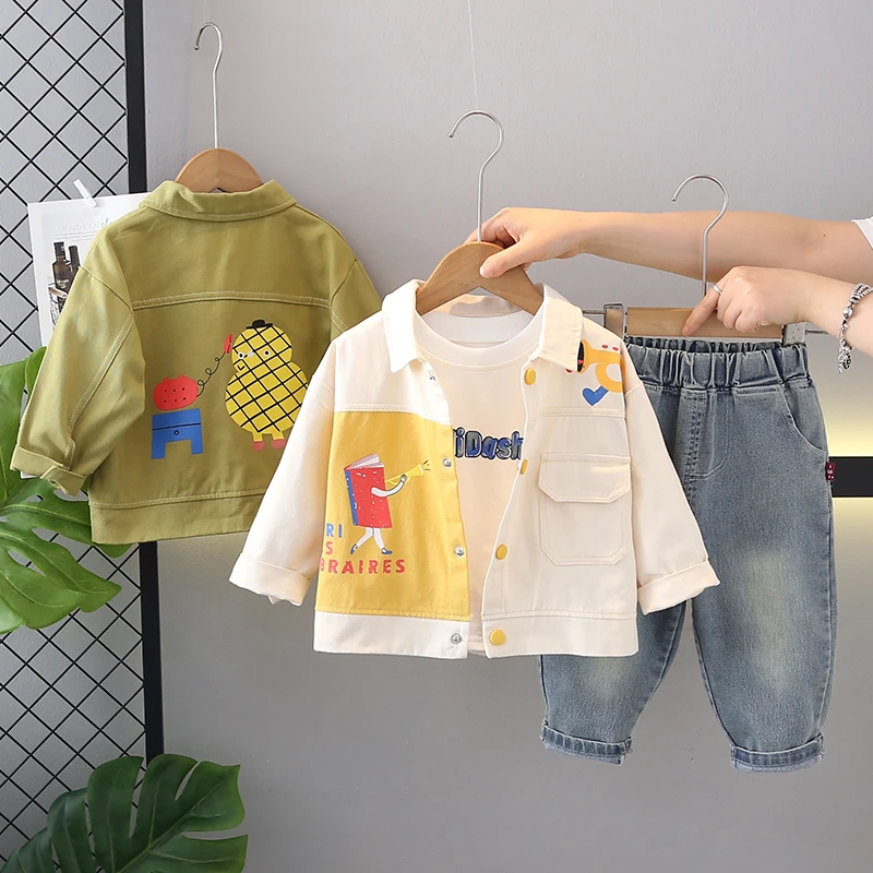 男宝宝春装套装2025新款婴儿童休闲男童春秋季洋气衣服衬衫三件套