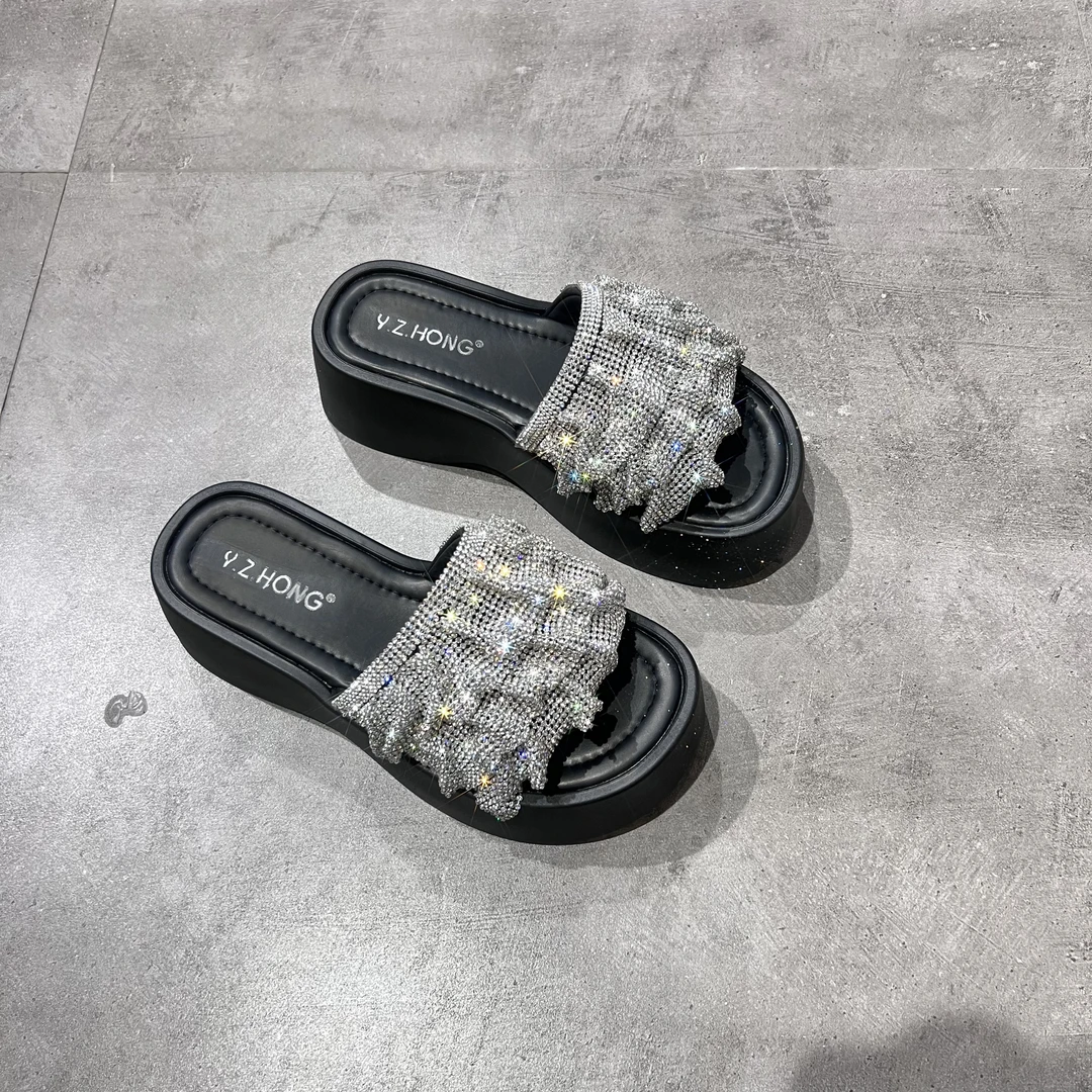 三小姐 满天星 新款2025夏季镂空百搭仙女风厚底时尚休闲拖鞋931