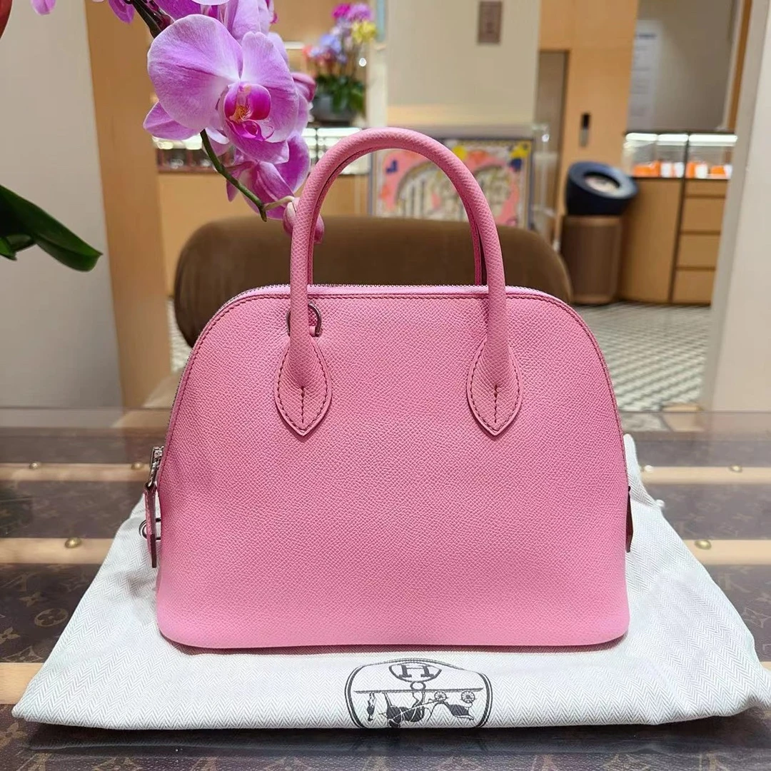 99新 Hermes/爱马仕 bolide 25  5P樱花粉银扣  epsom皮  国专