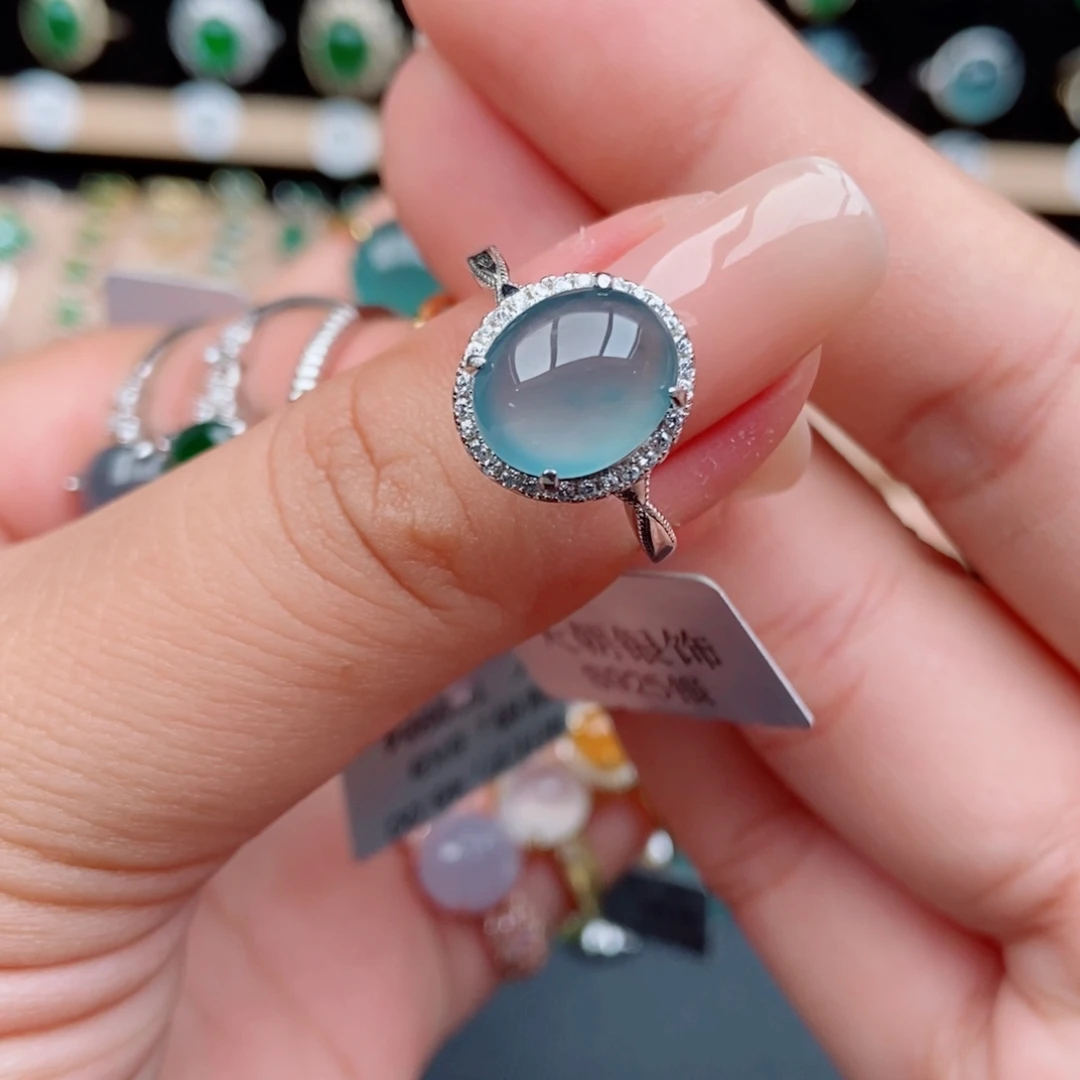 盈***店翡翠银S925镶嵌戒指