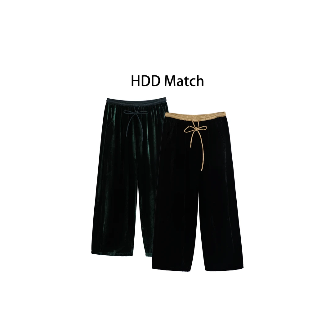 HDD "温婉回廊" 100%桑蚕丝 夏季女款定制丝绒休闲裤 Y8168
