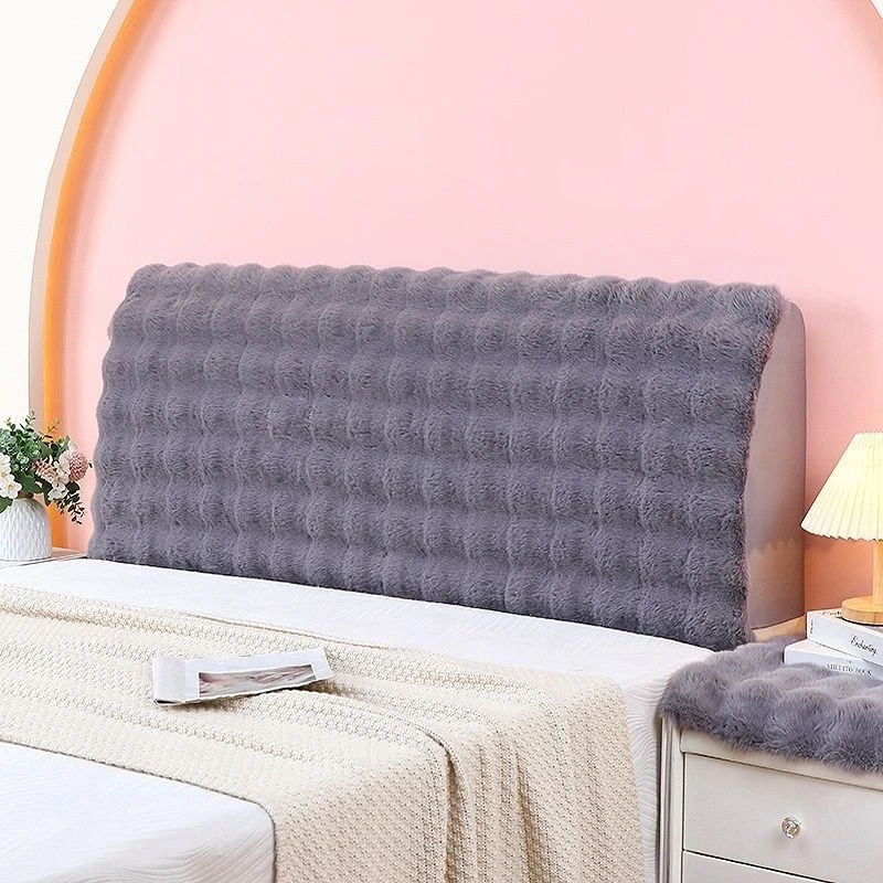 床头套靠床床头罩通用冬季床头套新款加棉兔毛绒靠背防尘