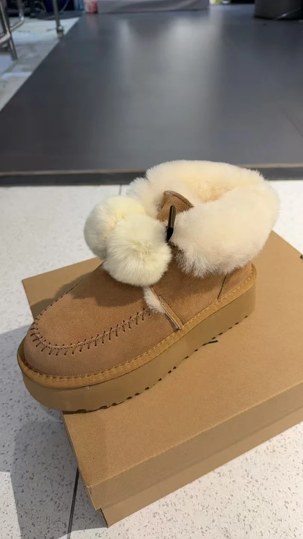 XIAOJIAOYA【宠粉雪地靴】冬季小众保暖雪地靴56-01（跟高4筒高10）