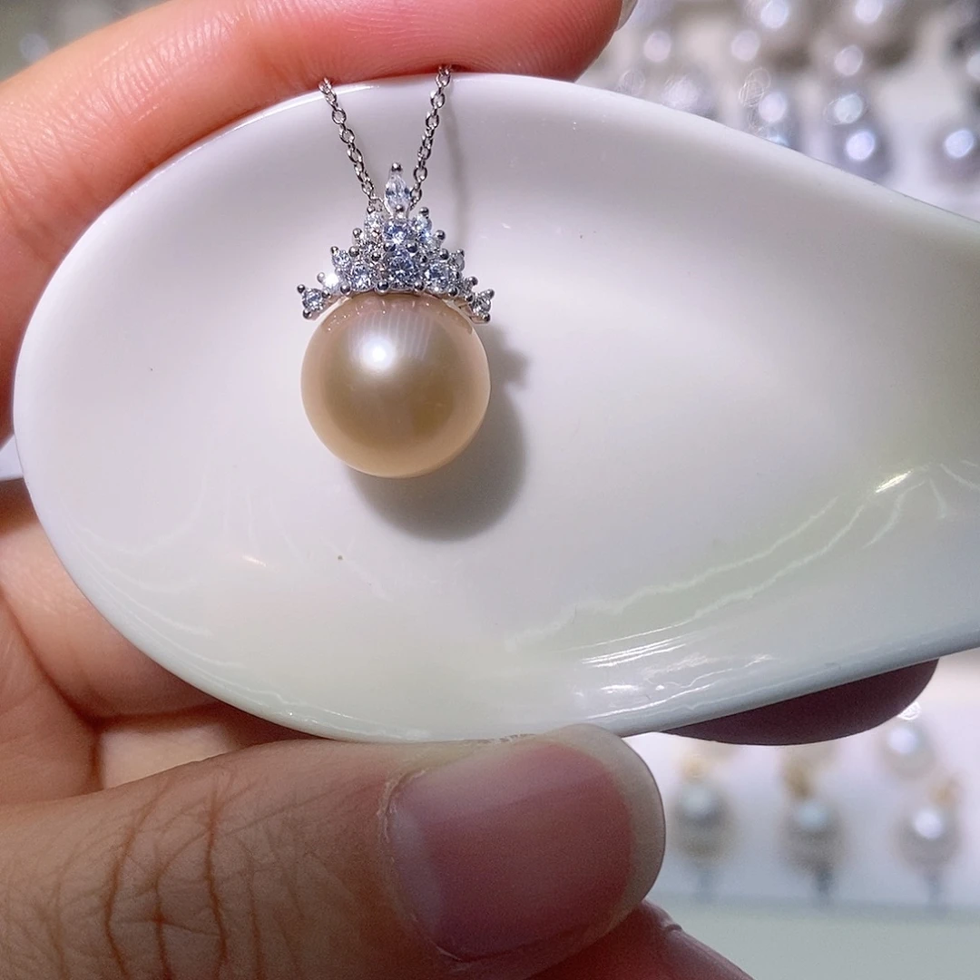 淡水珍珠吊坠(赠链)银S925镶嵌尺寸11/12毫米