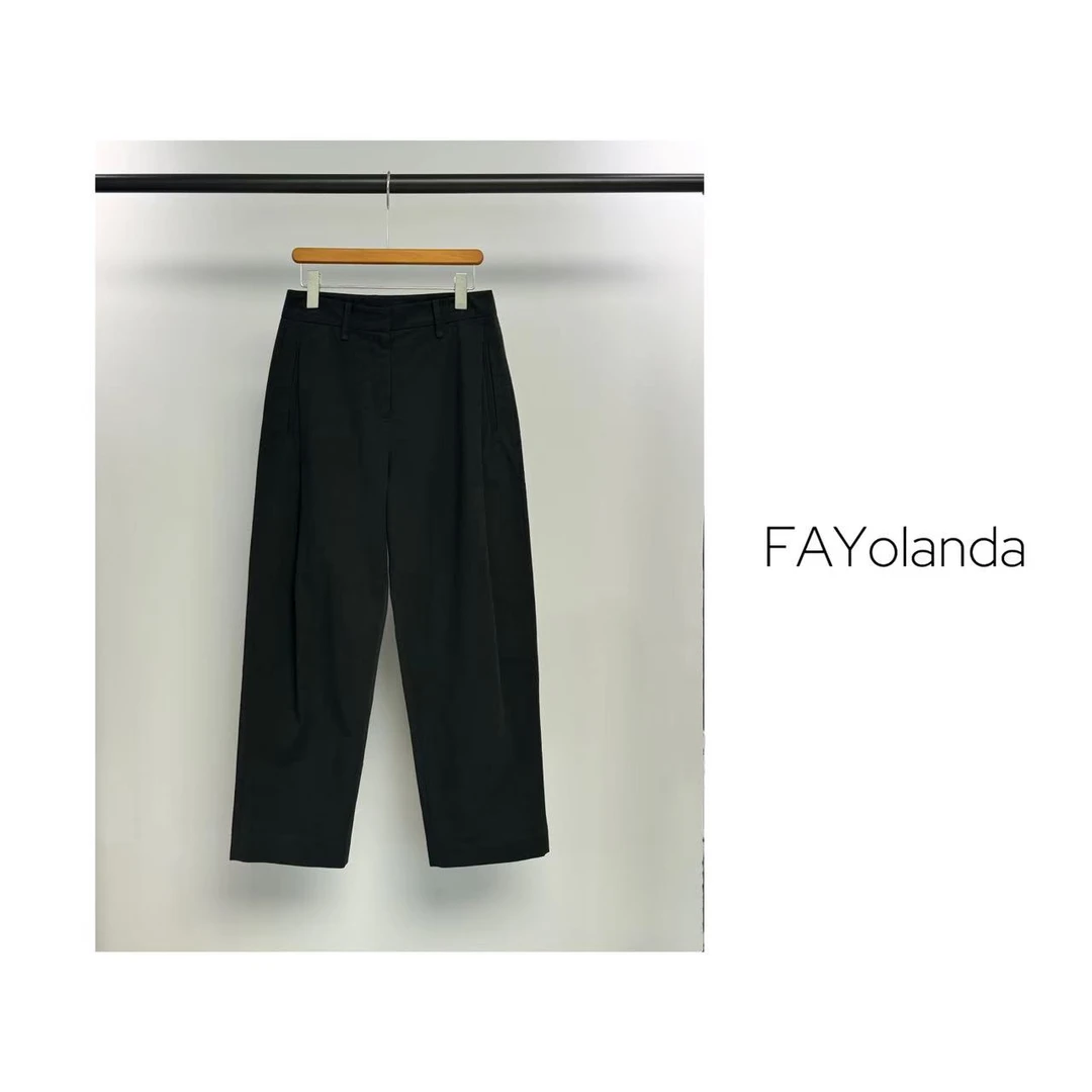FAY | 自然褶皱隐扣小弯刀长裤(7H4039)