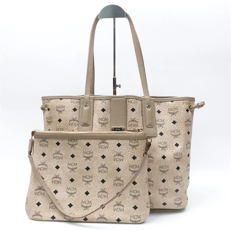 95新 MCM 子母托特包中号米色/LZ00046