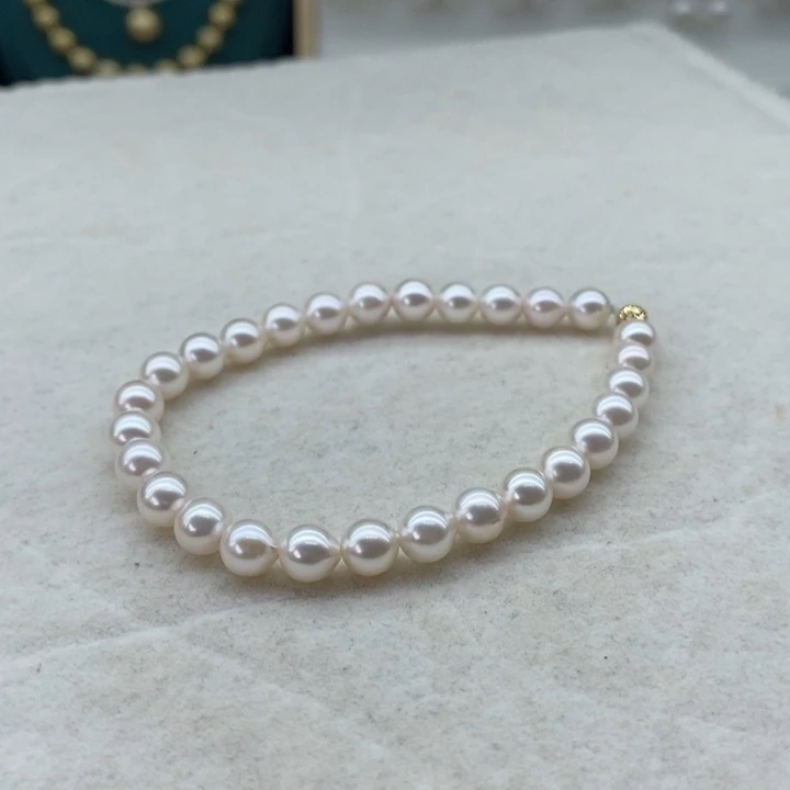 海水珍珠18K金镶嵌手串海水a ko ya5-6 m m