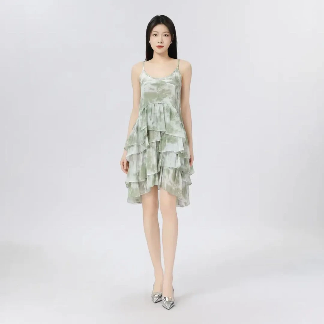AMASS/阿玛施【一秒入夏】夏季新款气质吊带印花无袖连衣裙女550015