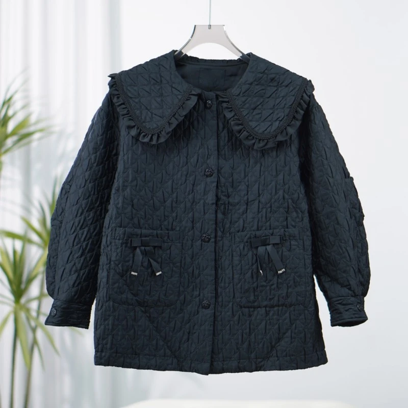 朗S系列  F772  女装秋冬加厚保暖棉服外套经典黑8Q523A100